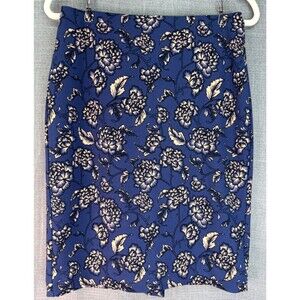 Banana Republic Lined Pencil Skirt Women's Size 4 Blue Floral